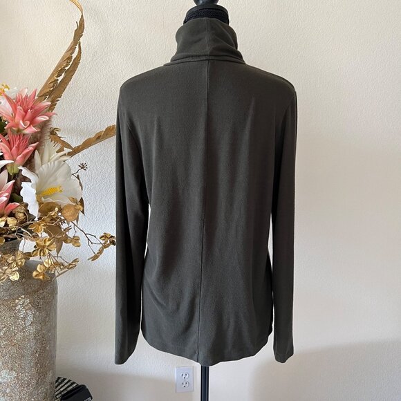 Banana Republic Soft Luxe Minimalist Olive Green Turtleneck Long Sleeve Top - Picture 2 of 9